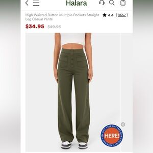 HALARA Large Olive Front Pocket pants